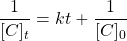 \dfrac{1}{[C]_t}=kt+\dfrac{1}{[C]_0}