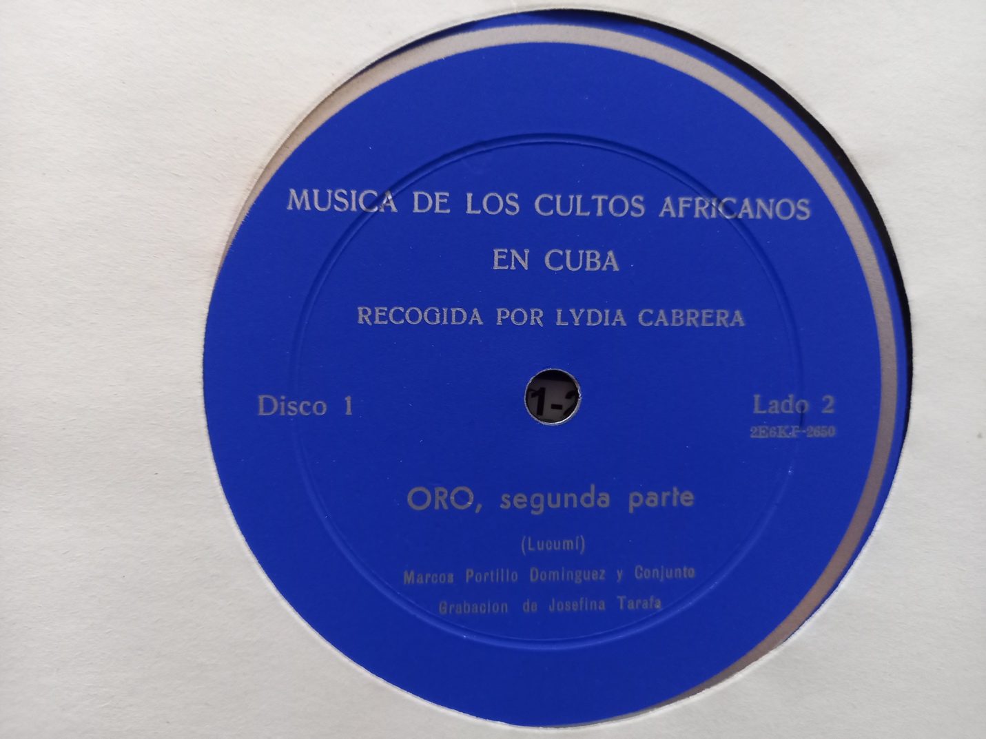 Record label from one of the original LP discs in the Música de los cultos collection archived at the Musée d’ethnographie de Genève. Special thanks to Madeleine Leclair.