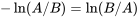 -\ln(A/B)=\ln(B/A)