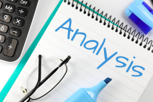 notebook with analysis written inside