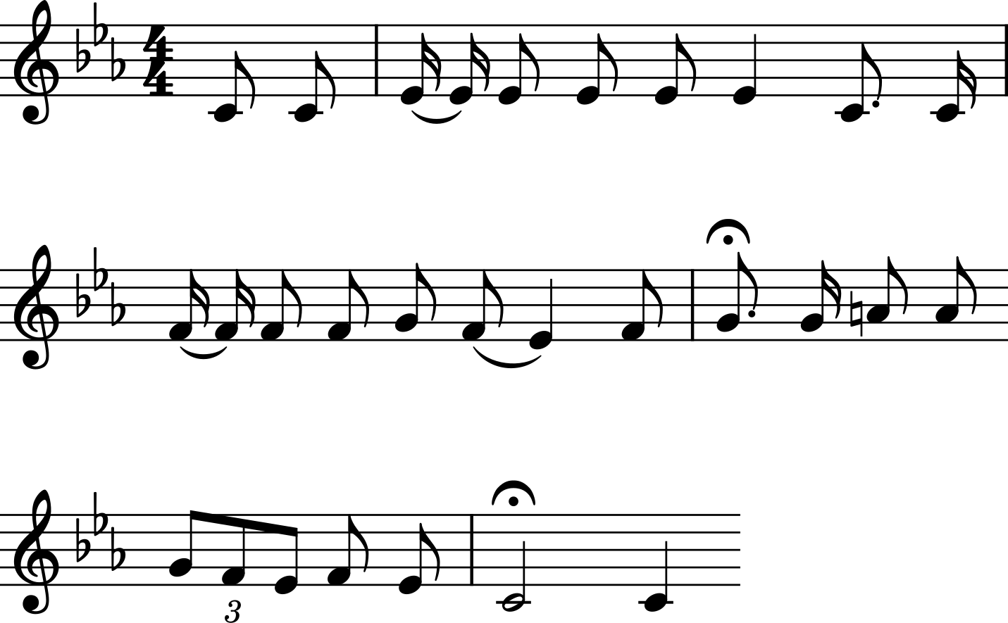 Three lines of musical notation representing a truncated fragment of melody.