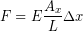 \begin{equation*} F = E\frac{A_x}{L}\Delta x \end{equation*}