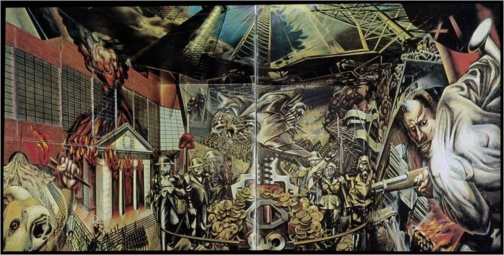 David Alfaro Siqueiros, Portrait of the Bourgeoisie . Illustrated above was David Alfaro Siqueiros’ warning to the people of the dangers of intersecting the government, capitalism, and industry.