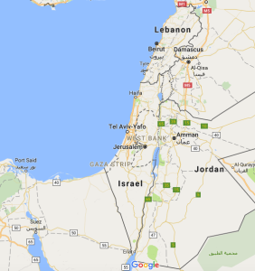 Screenshot of a Google Map depiction of Palestine that does not use that name.