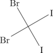 \chemfig{Br-[:30](-[:120]Br)(-[:-60]I)-[:30]I}