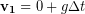 \begin{equation*} \bold{v_1} = 0 + g\Delta t \end{equation*}