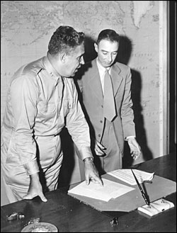 General Leslie Groves and J. Robert Oppenheimer
