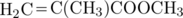 \chemfig{{H_2}C=C{(CH_3)}COOCH_3}