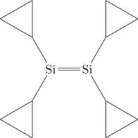 \chemfig{Si(-[:120]*3(---))(-[:-120]*3(---))=Si(-[:60]*3(---))-[:-60]*3(---)}