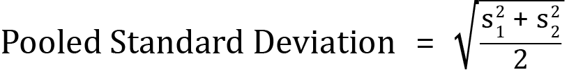 <mml:math xmlns:mml="http://www.w3.org/1998/Math/MathML" xmlns:m="http://schemas.openxmlformats.org/officeDocument/2006/math" display="block"><mml:mi mathvariant="normal">P</mml:mi><mml:mi mathvariant="normal">o</mml:mi><mml:mi mathvariant="normal">o</mml:mi><mml:mi mathvariant="normal">l</mml:mi><mml:mi mathvariant="normal">e</mml:mi><mml:mi mathvariant="normal">d</mml:mi><mml:mi mathvariant="normal"> </mml:mi><mml:mi mathvariant="normal">S</mml:mi><mml:mi mathvariant="normal">t</mml:mi><mml:mi mathvariant="normal">a</mml:mi><mml:mi mathvariant="normal">n</mml:mi><mml:mi mathvariant="normal">d</mml:mi><mml:mi mathvariant="normal">a</mml:mi><mml:mi mathvariant="normal">r</mml:mi><mml:mi mathvariant="normal">d</mml:mi><mml:mi mathvariant="normal"> </mml:mi><mml:mi mathvariant="normal">D</mml:mi><mml:mi mathvariant="normal">e</mml:mi><mml:mi mathvariant="normal">v</mml:mi><mml:mi mathvariant="normal">i</mml:mi><mml:mi mathvariant="normal">a</mml:mi><mml:mi mathvariant="normal">t</mml:mi><mml:mi mathvariant="normal">i</mml:mi><mml:mi mathvariant="normal">o</mml:mi><mml:mi mathvariant="normal">n</mml:mi><mml:mo>=</mml:mo><mml:msqrt><mml:mfrac><mml:mrow><mml:msubsup><mml:mrow><mml:mi mathvariant="normal">s</mml:mi></mml:mrow><mml:mrow><mml:mn>1</mml:mn></mml:mrow><mml:mrow><mml:mn>2</mml:mn></mml:mrow></mml:msubsup><mml:mo>+</mml:mo><mml:msubsup><mml:mrow><mml:mi mathvariant="normal">s</mml:mi></mml:mrow><mml:mrow><mml:mn>2</mml:mn></mml:mrow><mml:mrow><mml:mn>2</mml:mn></mml:mrow></mml:msubsup></mml:mrow><mml:mrow><mml:mn>2</mml:mn></mml:mrow></mml:mfrac></mml:msqrt></mml:math>