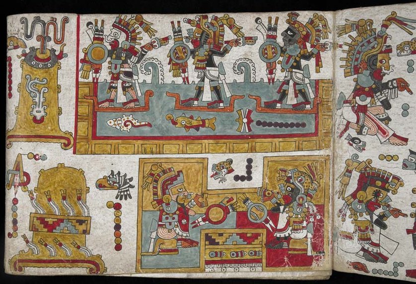 Single folio from Codex Zouche-Nuttall showing Lord 8 Deer Jaguar Claw