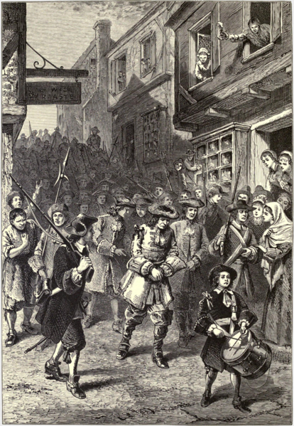 Decorative image of Edmund Andros taken prisoner in Boston