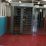 metallic revolving door
