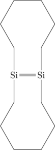 \chemfig{[:90]*6((-[:-90]Si?[a]-[:-90])-----(-[:-90]Si?[a,2]-[:-90]([:-60]*6(-----))))}