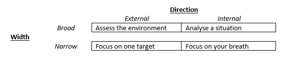 The four types of attentional focus with relevant examples