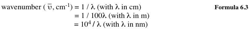 1/λ (with λ in cm), 1/100λ (with λ in cm), 10 to the power of 4/λ (with λ in nm)