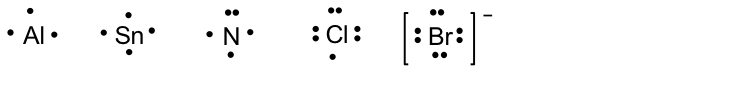 The Lewis structure of the element Aluminum is drawn with the symbol "AL" and three dots around to represent the electrons