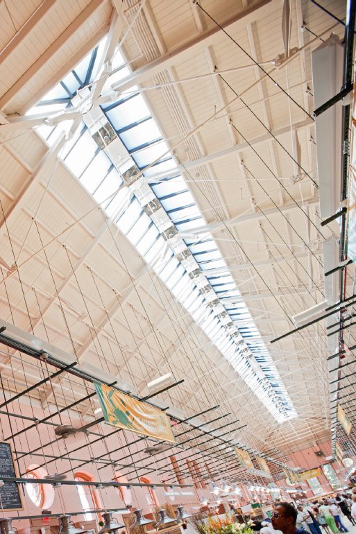 Looking up at the new ventilating skylight. A lot of natural light.