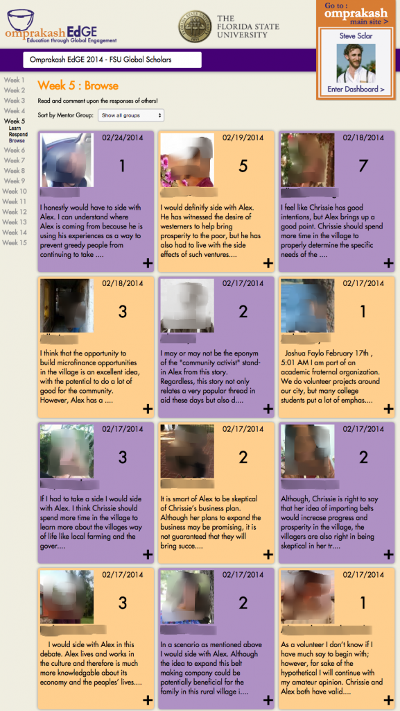 Browse section of EdGE/Global Scholars classroom