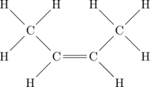 \chemfig{C(-[:-135]H)(-[:135]C(-[:45]H)(-[:135]H)(-[:225]H))=C(-[:-45]H)-[:45]C(-[:-45]H)(-[:45]H)(-[:135]H)}