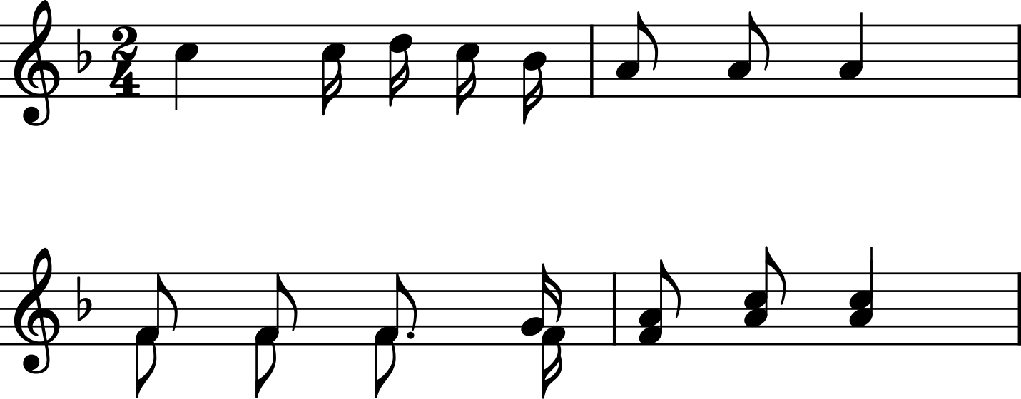 Two lines of musical notation representing a phrase of melody.