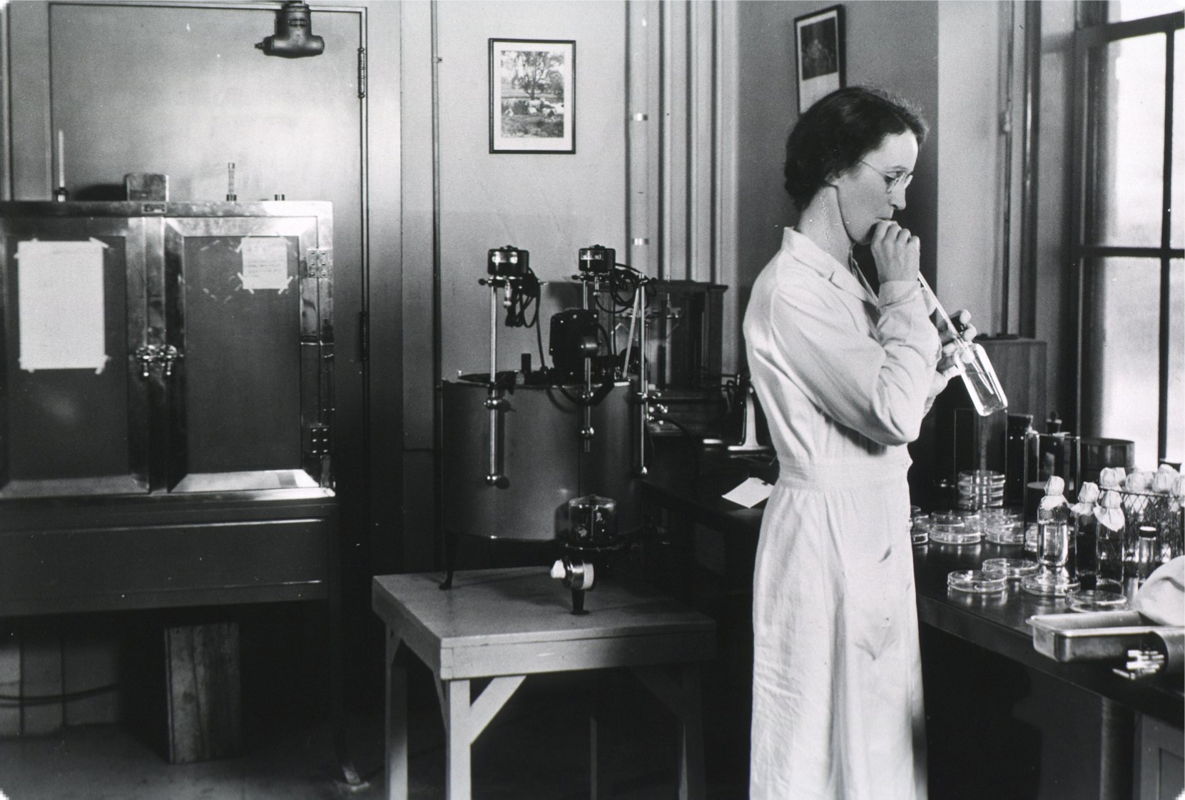 Woman pipetting by mouth.