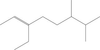 \chemfig{-[:30]=[:-30](-[:-90]-[:-150])-[:30]-[:-30]-[:30](-[:90])-[:-30](-[:-90])-[:30]}