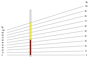 Capillary tube with centrifuged blood.