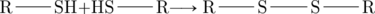 \chemfig{R-SH+HS-R}\longrightarrow \chemfig{R-S-S-R}