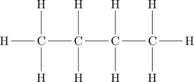 \chemfig{H-C(-[:90]H)(-[:-90]H)-C(-[:90]H)(-[:-90]H)-C(-[:90]H)(-[:-90]H)-C(-[:90]H)(-[:-90]H)-H}