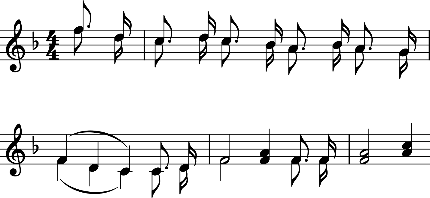 Two lines of musical notation representing a phrase of melody.