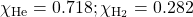 \chi_{\ce{He}}=0.718; \chi_{\ce{H2}}=0.282