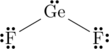\chemfig{\Lewis{2:4:6:,F}-[:30]\Lewis{2:,Ge}-[:-30]\Lewis{0:2:6:,F}}
