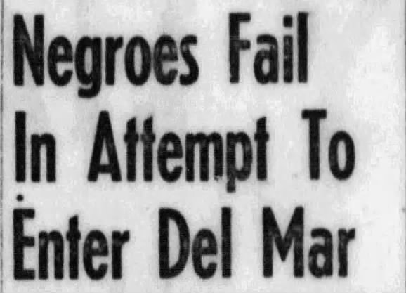 A headline from the Caller Times announcing that Black students failed in their attempt to enrolle at Del Mar College