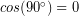 cos (90^{\circ}) = 0