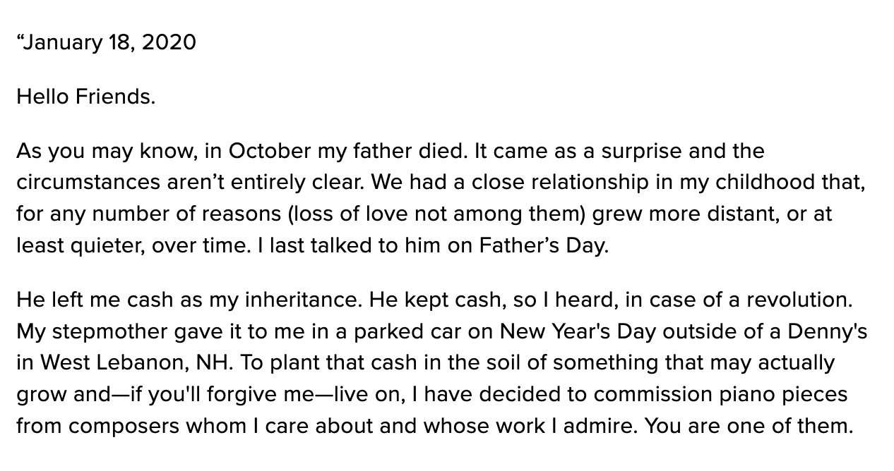 "Tendler inheritances commissioning email"