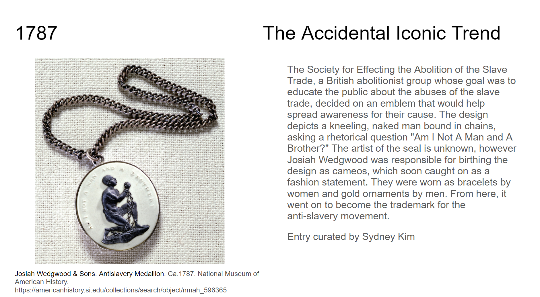 Google Slide mockup with illustration of Wedgewood medallion of a kneeling slave.