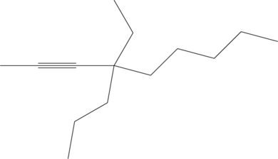\chemfig{-~-(-[:60]-[:120])(-[:-100]-[:-150]-[:-100])-[:-15]-[:45]-[:-15]-[:45]-[:-15]}
