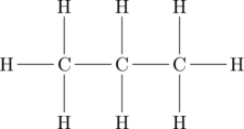 \chemfig{H-C(-[:90]H)(-[:-90]H)-C(-[:90]H)(-[:-90]H)-C(-[:90]H)(-[:-90]H)-H}