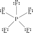\chemfig{\Lewis{2:4:6:,F}-[:-30]P(-[:90]\Lewis{0:2:4:,F})(-[:30]\Lewis{0:2:6:,F})(-[:-45]\Lewis{0:4:6:,F})(-[:-135]\Lewis{0:4:6:,F})}