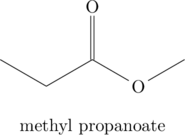 \chemname[1.5em]{\chemfig{-[:-30]-[:30](=[:90]O)-[:-30]O-[:30]}}{methyl propanoate}