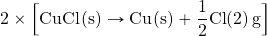 2\times \Big[\ce{CuCl(s)}\rightarrow \ce{Cu(s)}+\ce{\dfrac{1}{2}Cl(2)g}\Big]