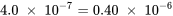 4.0\;\times\;10^{-7} = 0.40\;\times\;10^{-6}