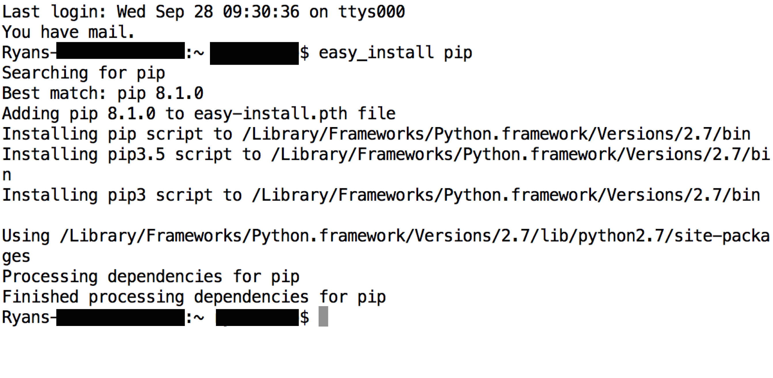 Figure 4. Successful pip installation