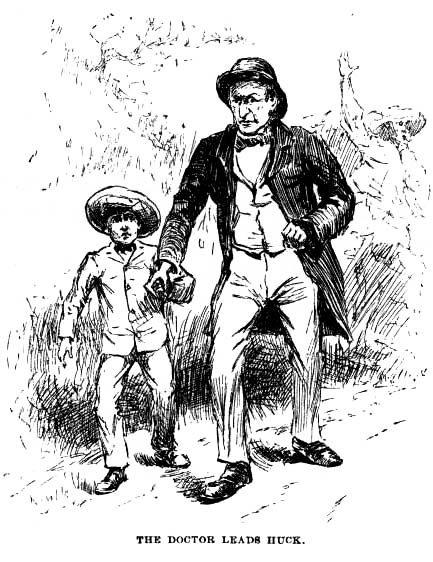 The Doctor leads Huck.