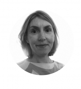 Black and white photograph of middle-aged woman