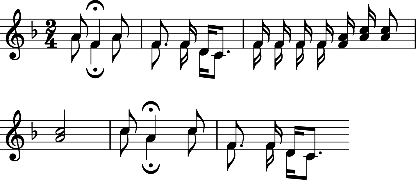 Two lines of musical notation representing a truncated fragment of melody.
