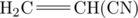 \chemfig{H_2C=CH{(CN)}}