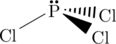 \chemfig{Cl-[:30]\Lewis{2:,P}(<:[:-5]Cl)<[:-30]Cl}