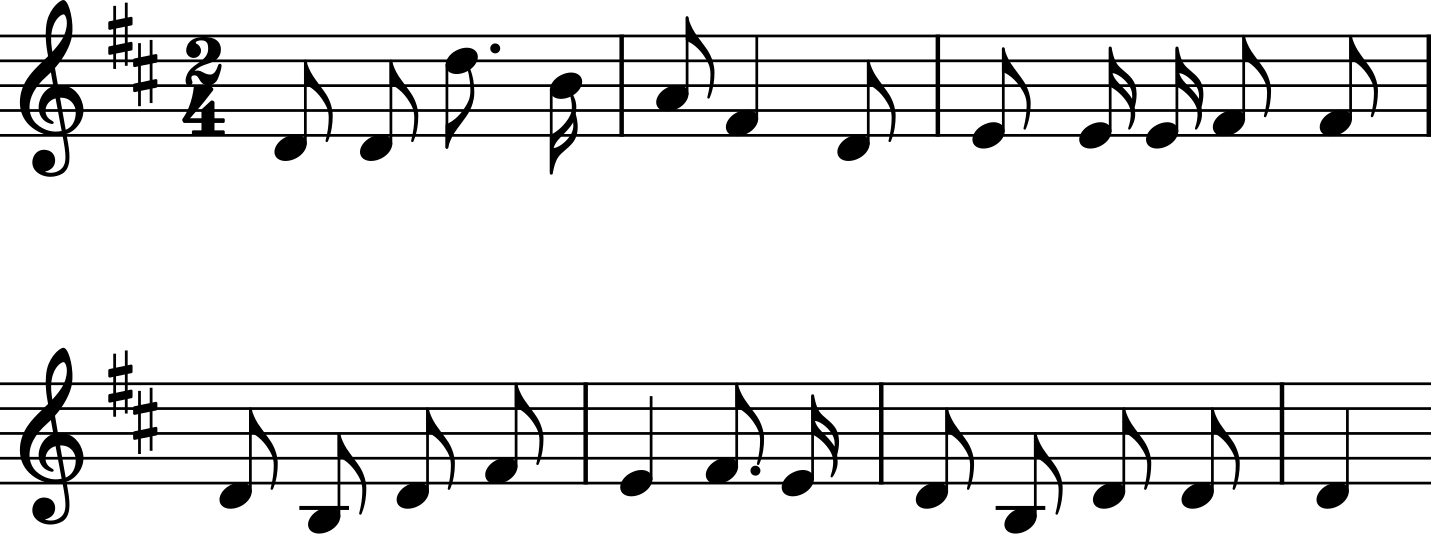 Two lines of musical notation representing a phrase of melody.